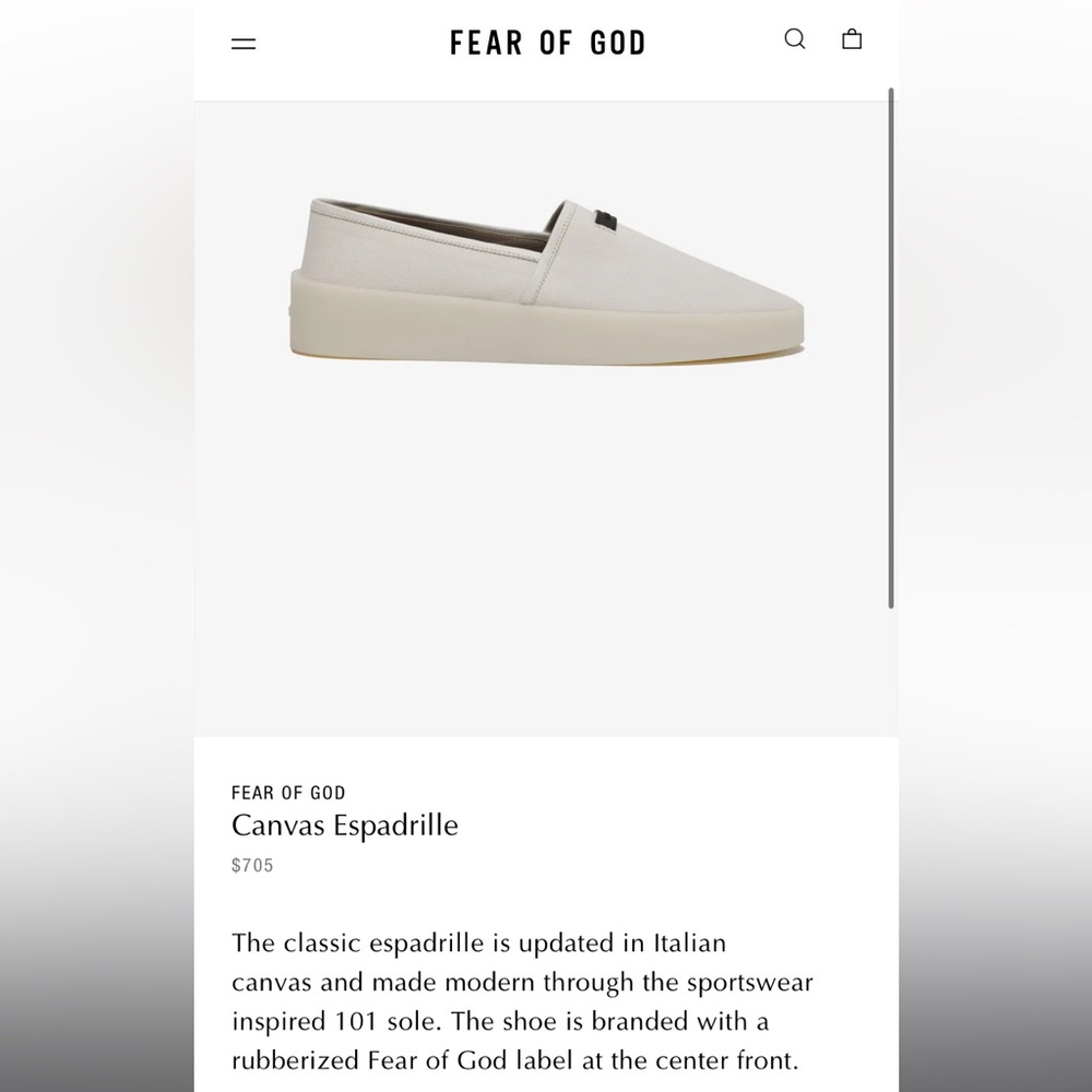 NWOT Fear of God Logo Canvas Espadrille Loafers - Picture 5 of 5